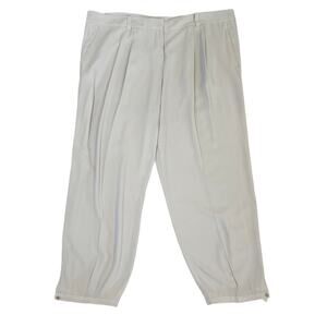 Eileen Fisher light gray 100% silk pleated ankle with button detail  pants XL